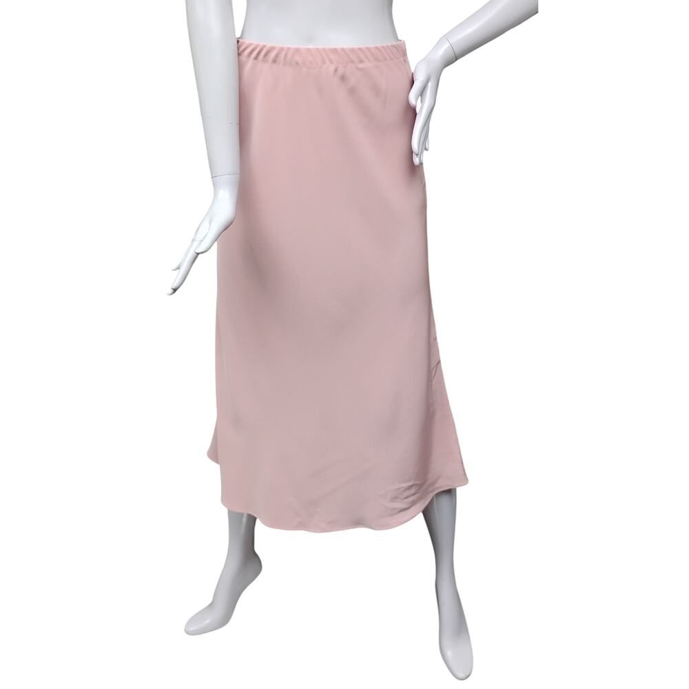 Soft Silky Midi Skirt Size S/M A Line Pull On Elastic Waist Not Lined No Pockets